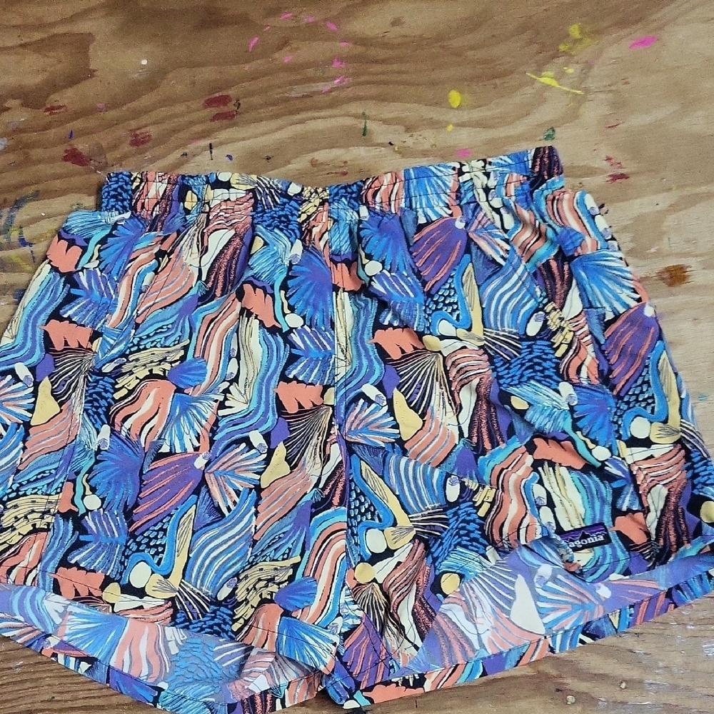 Patagonia Blue and Orange Athletic Shorts Lightweight and Comfortable